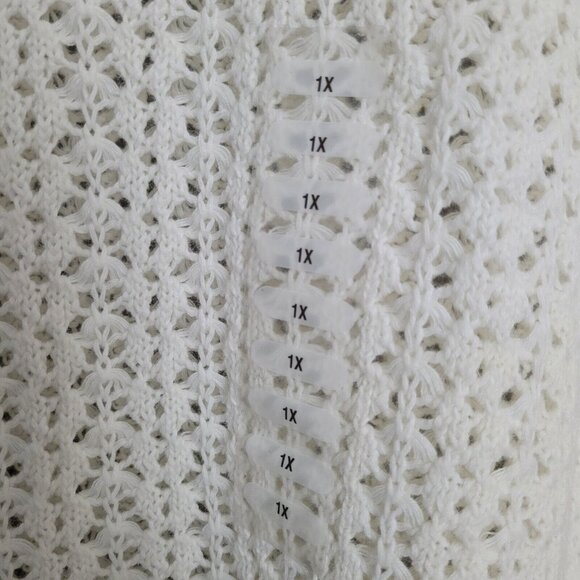 Relativity Womens Crochet Knit Sweater Top Size 1X White Cottagecore Boho NWT - Picture 11 of 16